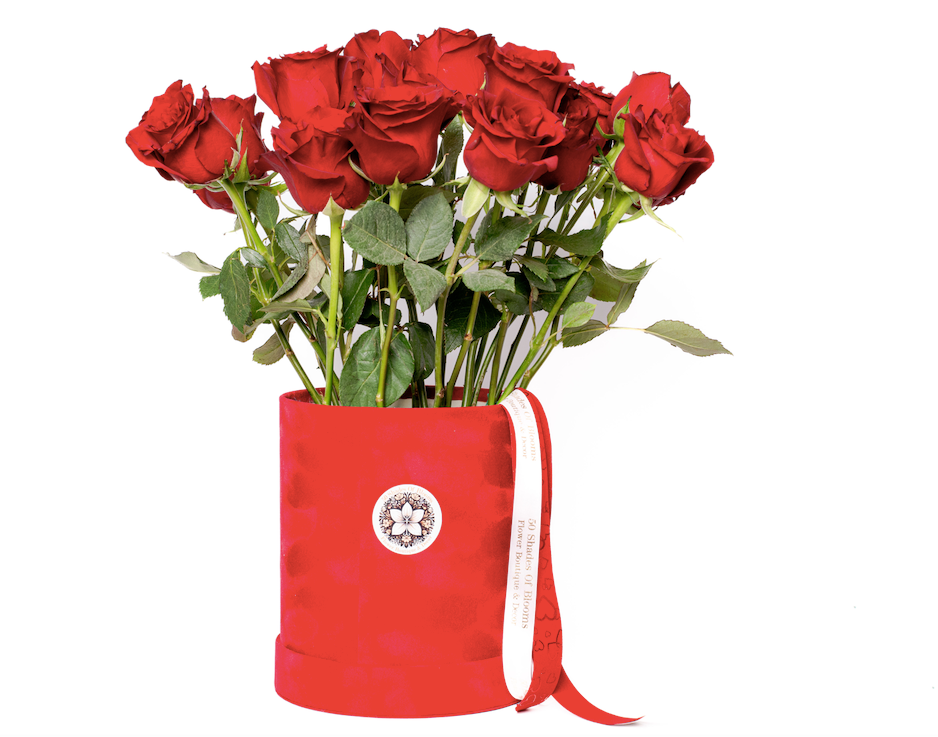 50 Shades of Blooms Roses box 20 Red Rose Box