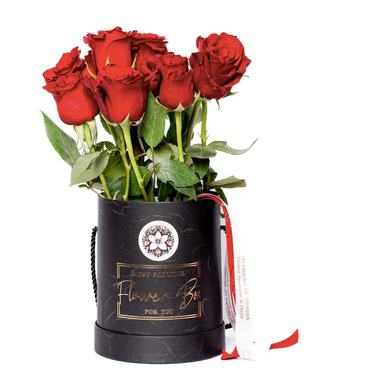 50 Shades of Blooms Roses box 10 Red Rose Box