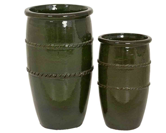Lucia planter terracotta jar glazed green