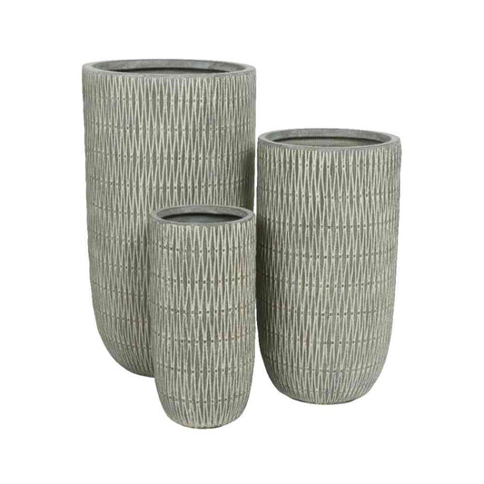 James planter fibre clay round Grey