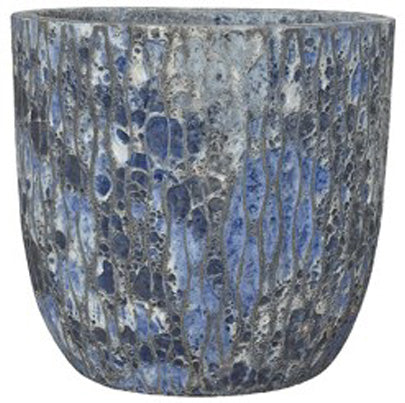 Blue pattern round ceramic pot