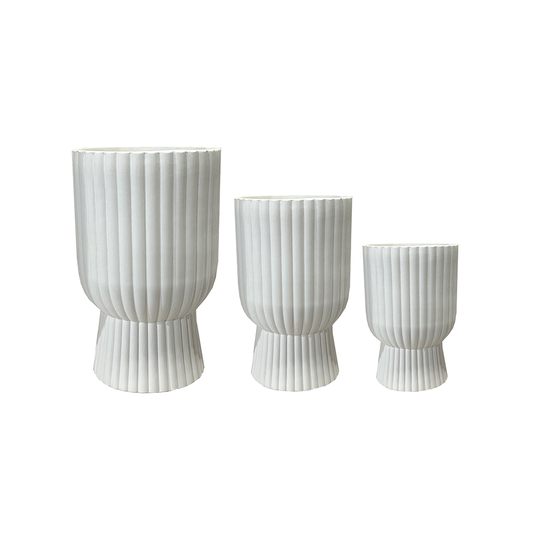 Line Fiberglass Pot in White Color